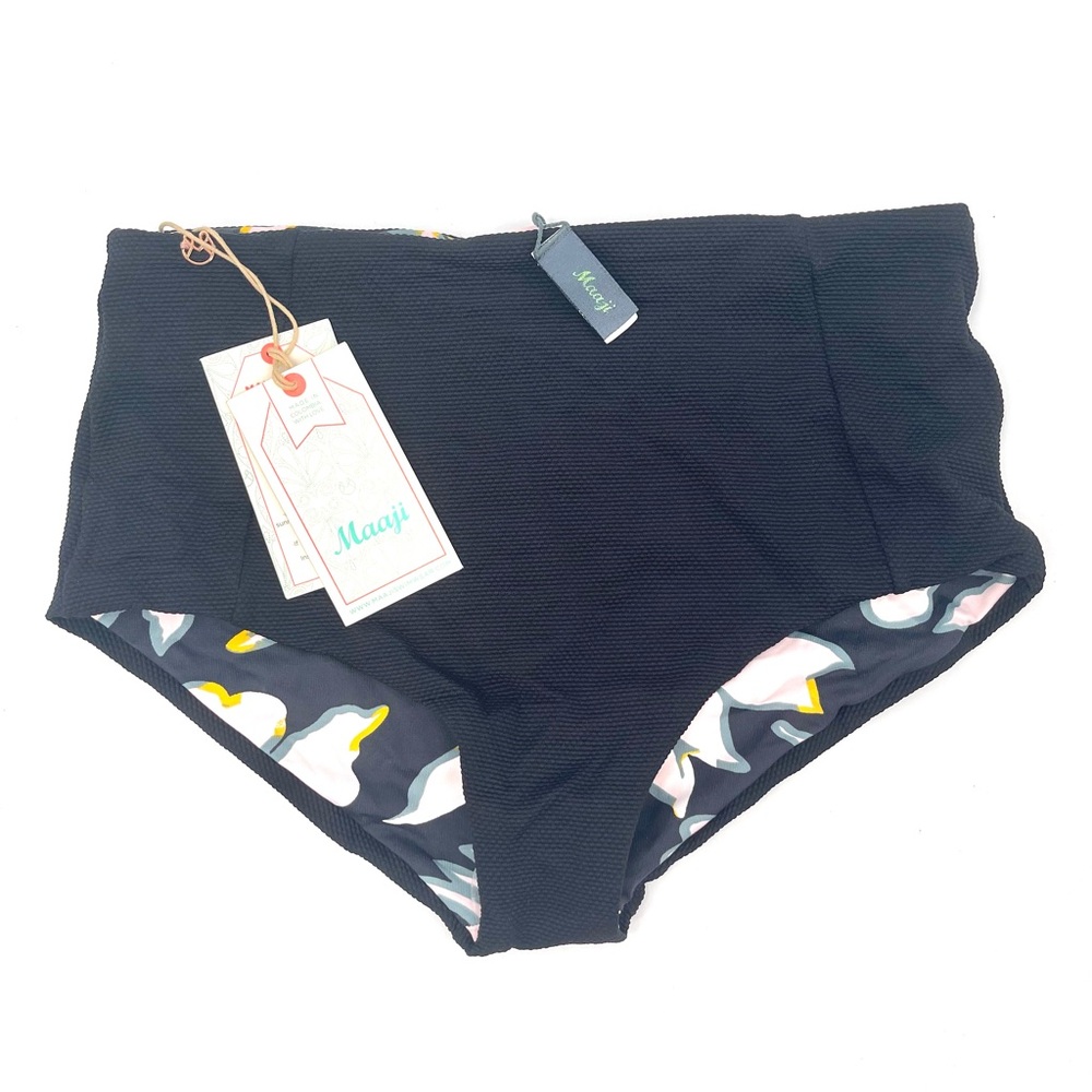 MAAJI Bikini Bottoms Medium High Waist Reversible Floral Boho Beach Swim NWT
